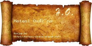 Hetesi Oxána névjegykártya